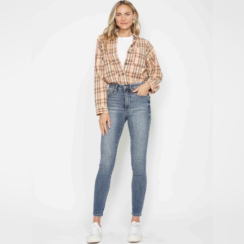Skinny Judy Blue High-Rise Tummy Control Stretch Denim Jeans Slim Ankle Pants - Picture 15 of 15